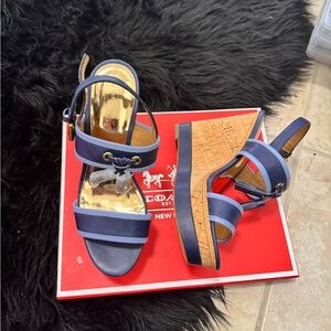 Coach Women's Blue Wedge Sandals